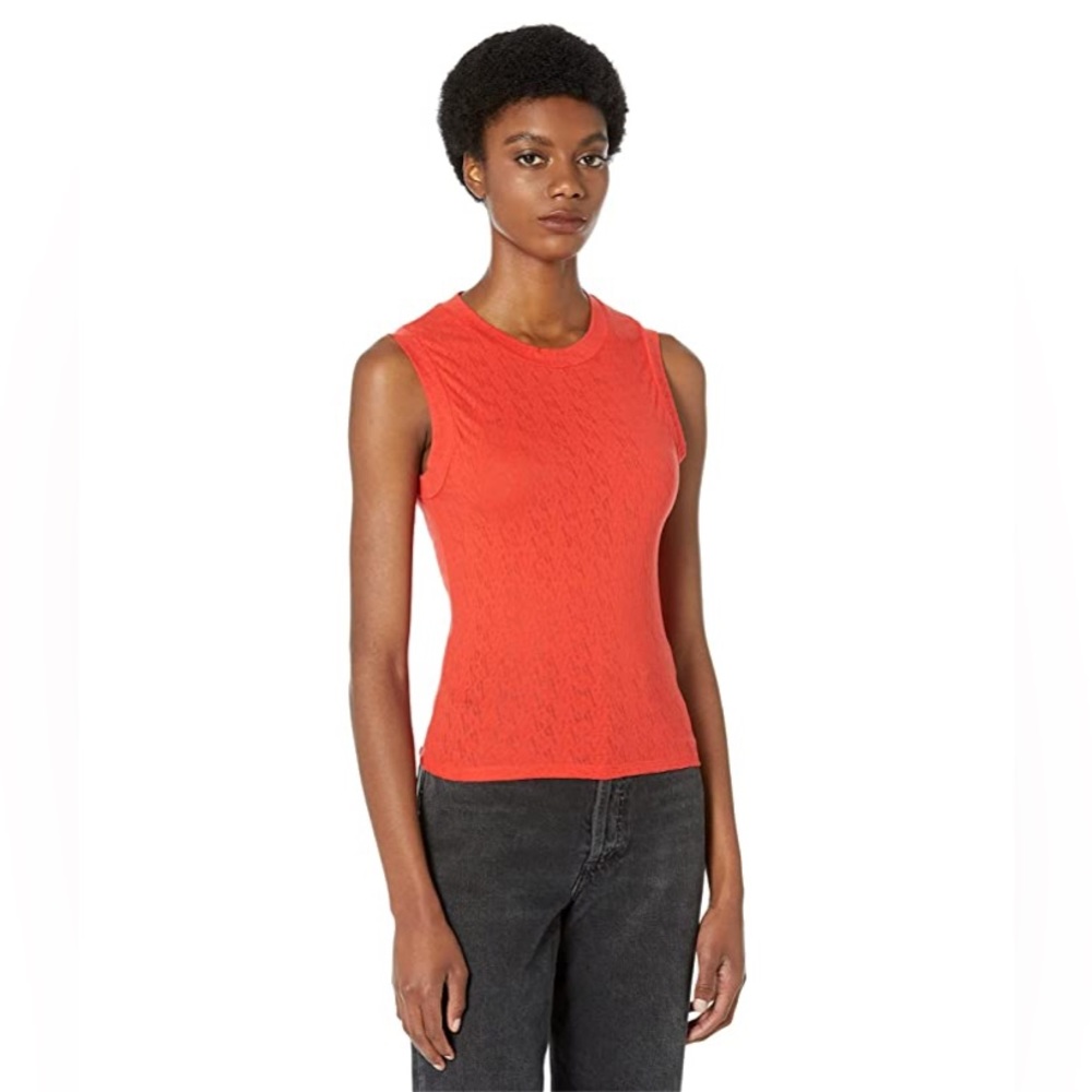 AllSaints Imogen Devore Tank in poppy blaze red